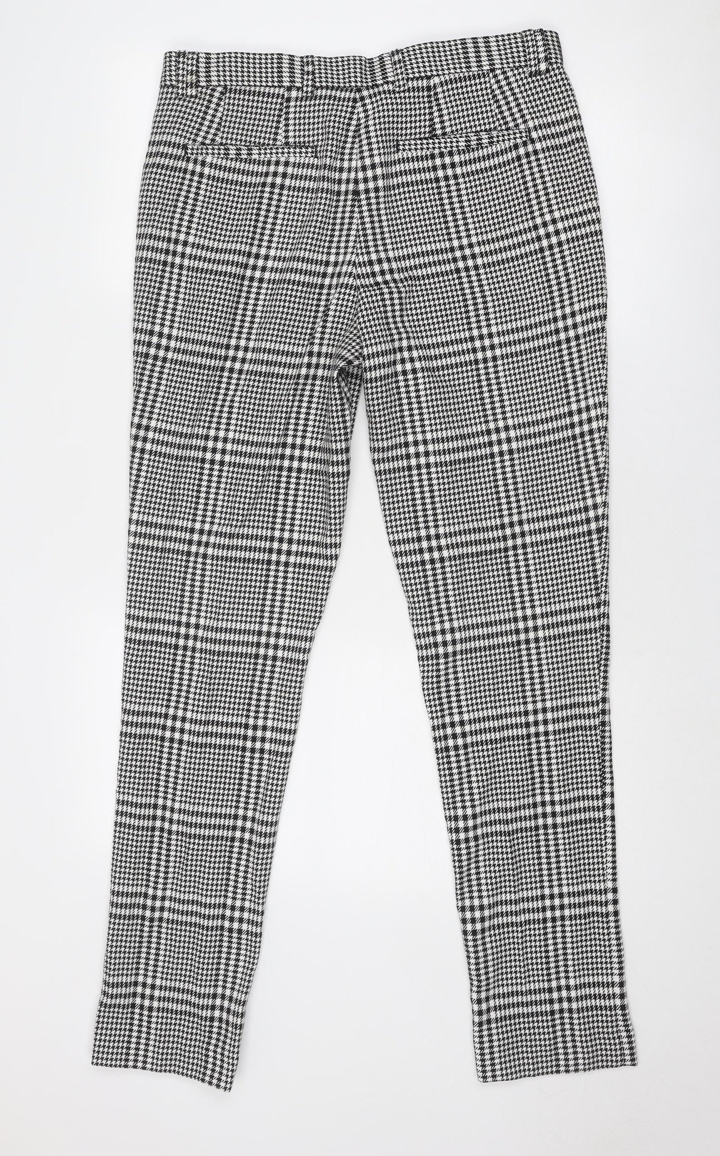 Villain Mens Black Check Polyester Trousers Size 34 in Regular Zip