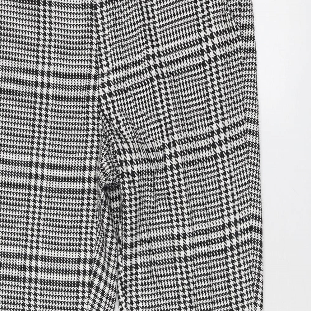 Villain Mens Black Check Polyester Trousers Size 34 in Regular Zip