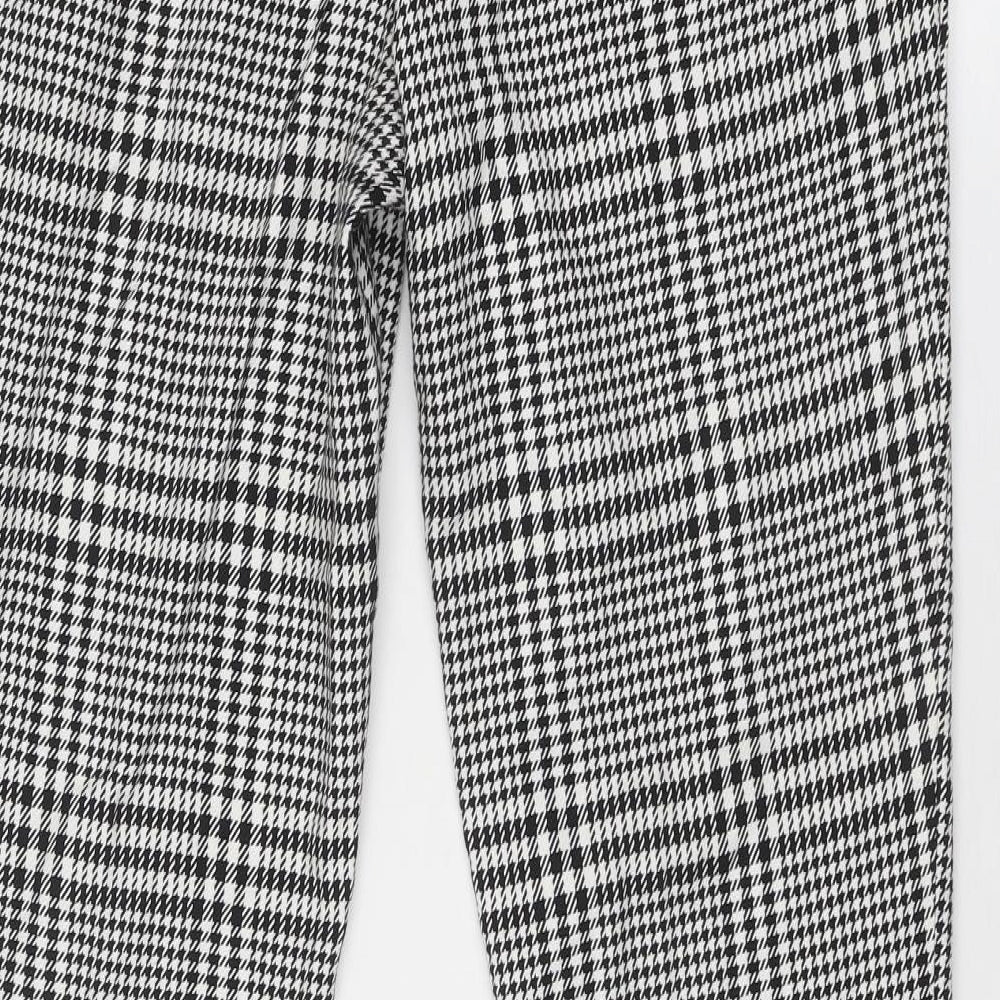 Villain Mens Black Check Polyester Trousers Size 34 in Regular Zip