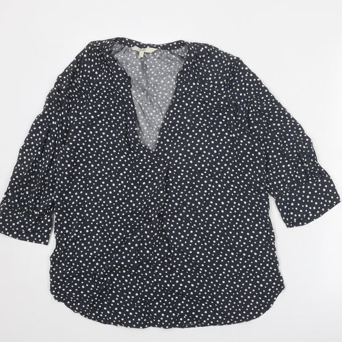 NEXT Womens Grey Animal Print Viscose Basic Blouse Size 10 V-Neck - Spotted