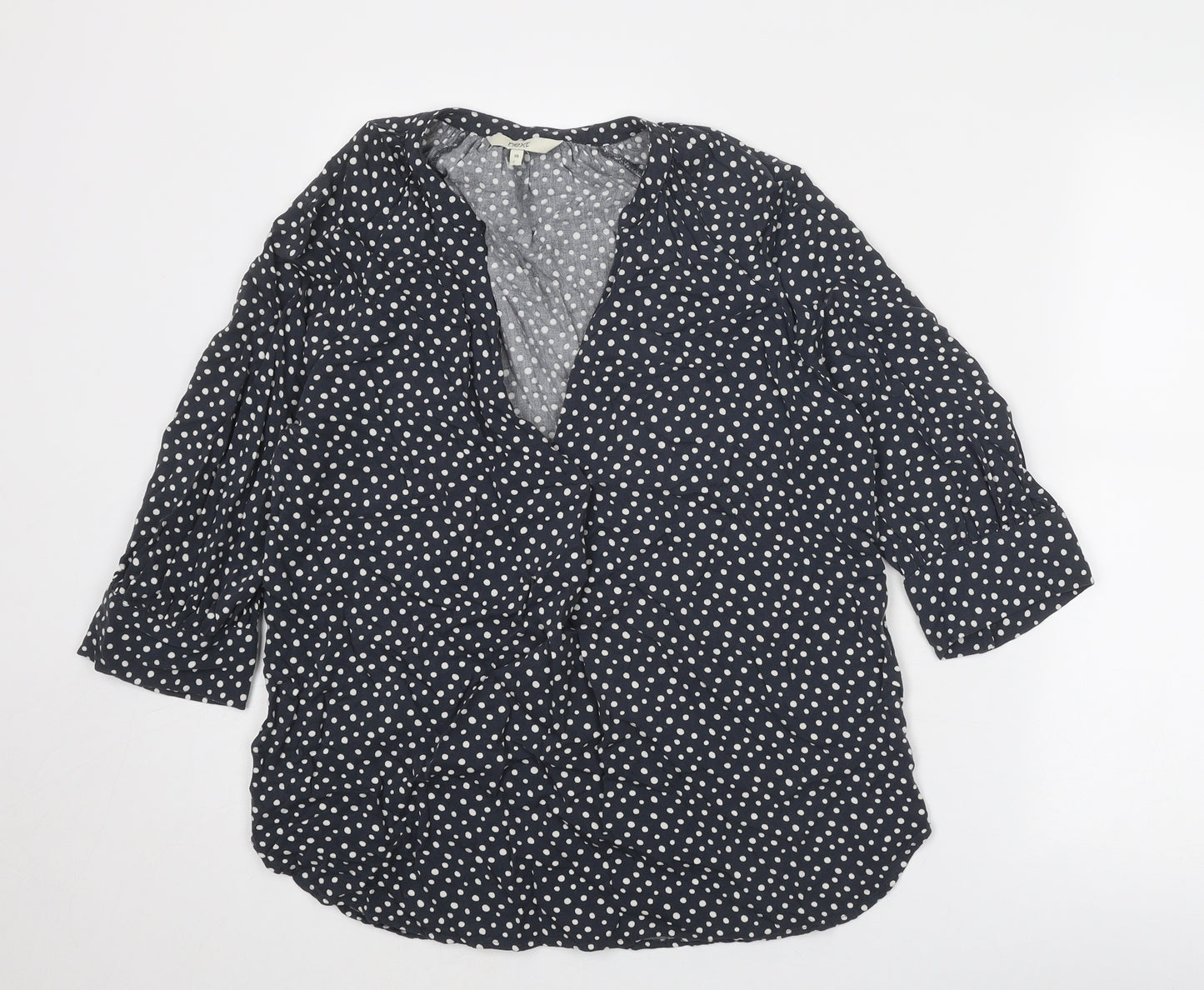 NEXT Womens Grey Animal Print Viscose Basic Blouse Size 10 V-Neck - Spotted