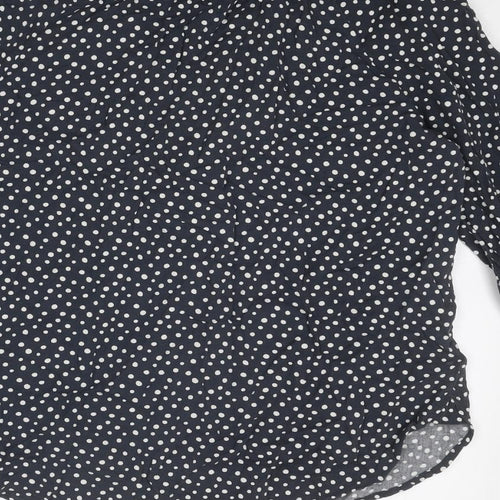 NEXT Womens Grey Animal Print Viscose Basic Blouse Size 10 V-Neck - Spotted