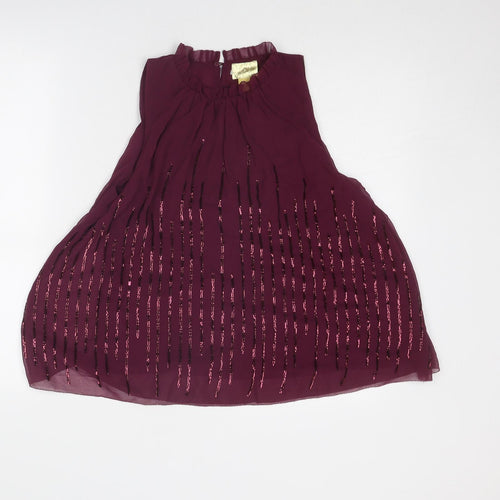 H&M Womens Purple Polyester Basic Blouse Size 6 Round Neck