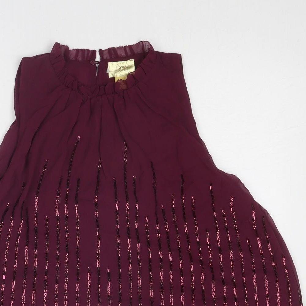 H&M Womens Purple Polyester Basic Blouse Size 6 Round Neck