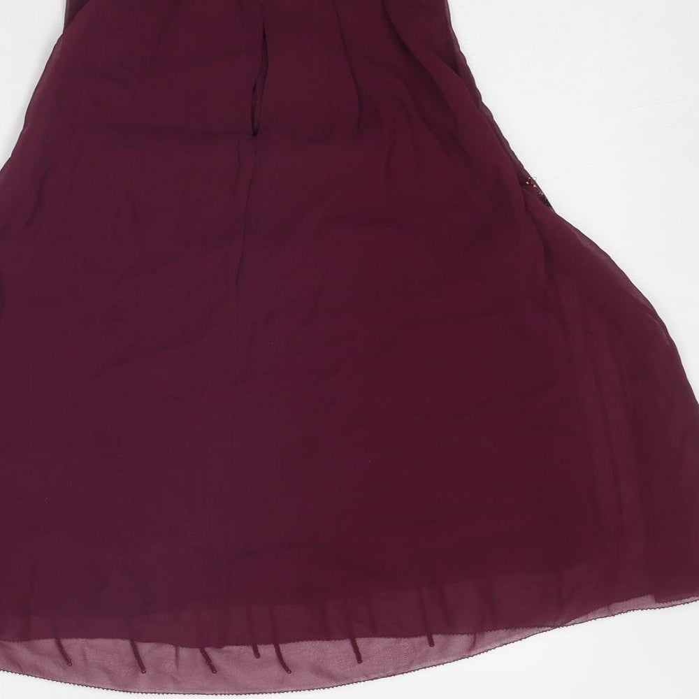 H&M Womens Purple Polyester Basic Blouse Size 6 Round Neck