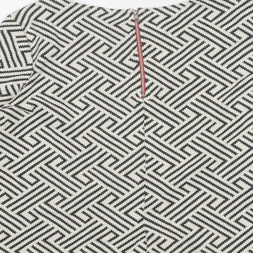 W5 Womens White Geometric Cotton Basic Blouse Size M Boat Neck