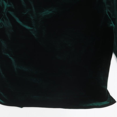 M&Co Womens Green Polyester Basic Blouse Size 14 V-Neck - Wrap Style