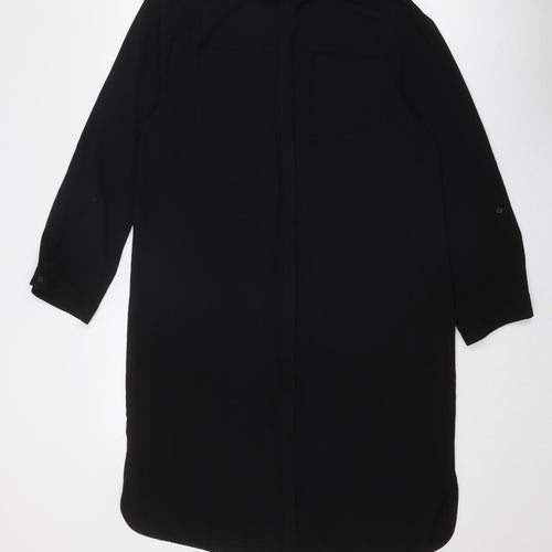 Dorothy Perkins Womens Black Polyester Shirt Dress Size 14 Collared Button