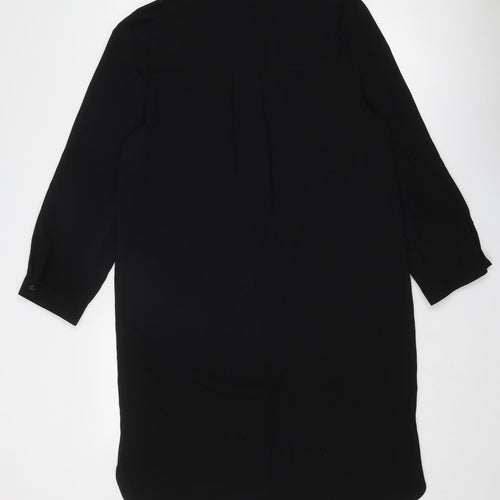 Dorothy Perkins Womens Black Polyester Shirt Dress Size 14 Collared Button