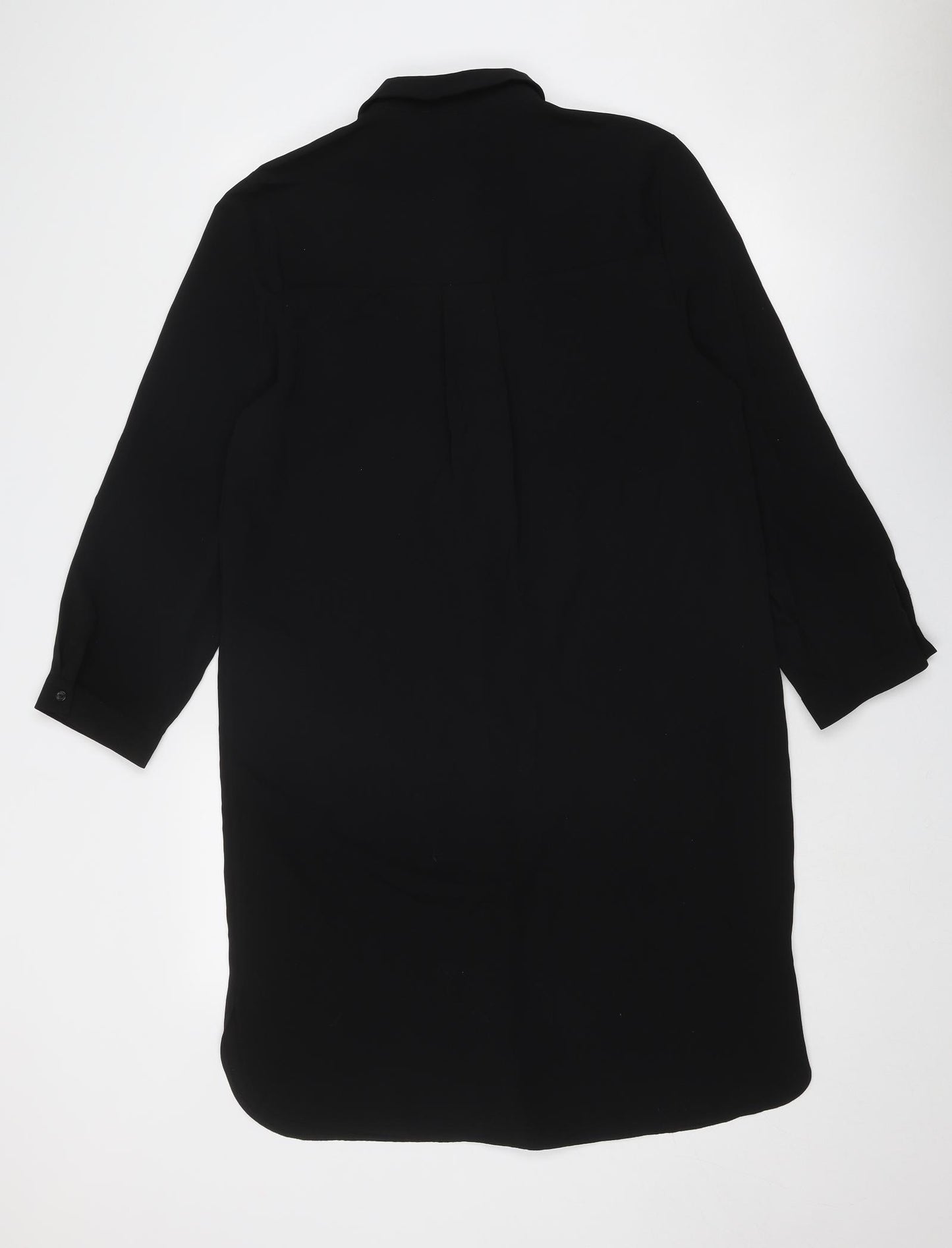 Dorothy Perkins Womens Black Polyester Shirt Dress Size 14 Collared Button