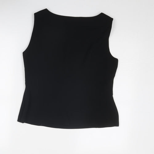 Marks and Spencer Womens Black Polyester Basic Blouse Size 14 Boat Neck - Embellished