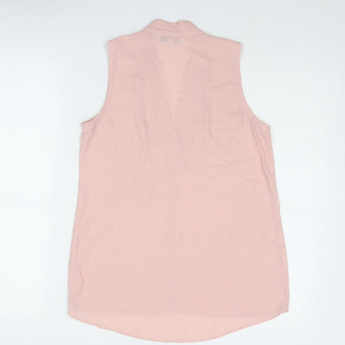 NEXT Womens Pink Polyester Basic Blouse Size 6 V-Neck