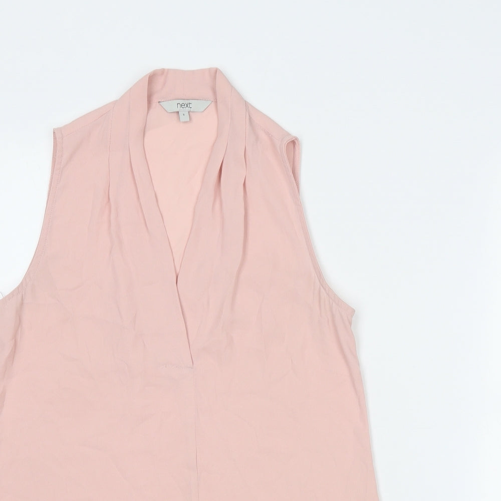 NEXT Womens Pink Polyester Basic Blouse Size 6 V-Neck