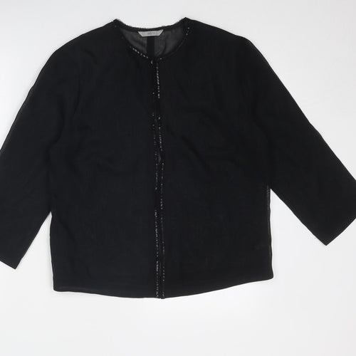 Marks and Spencer Womens Black Polyester Basic Blouse Size 16 Round Neck