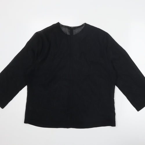 Marks and Spencer Womens Black Polyester Basic Blouse Size 16 Round Neck