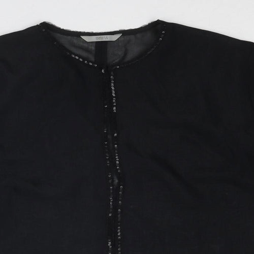 Marks and Spencer Womens Black Polyester Basic Blouse Size 16 Round Neck