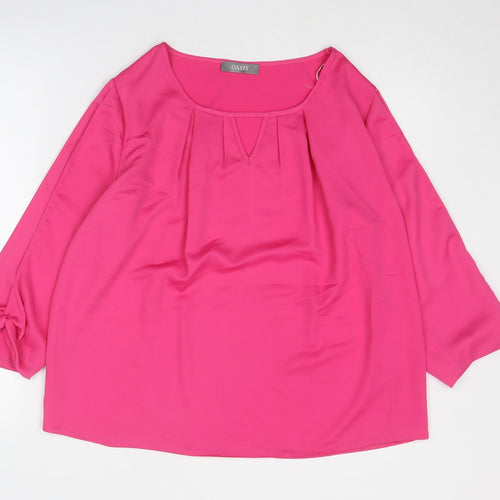 Oasis Womens Pink Polyester Basic Blouse Size 14 Boat Neck