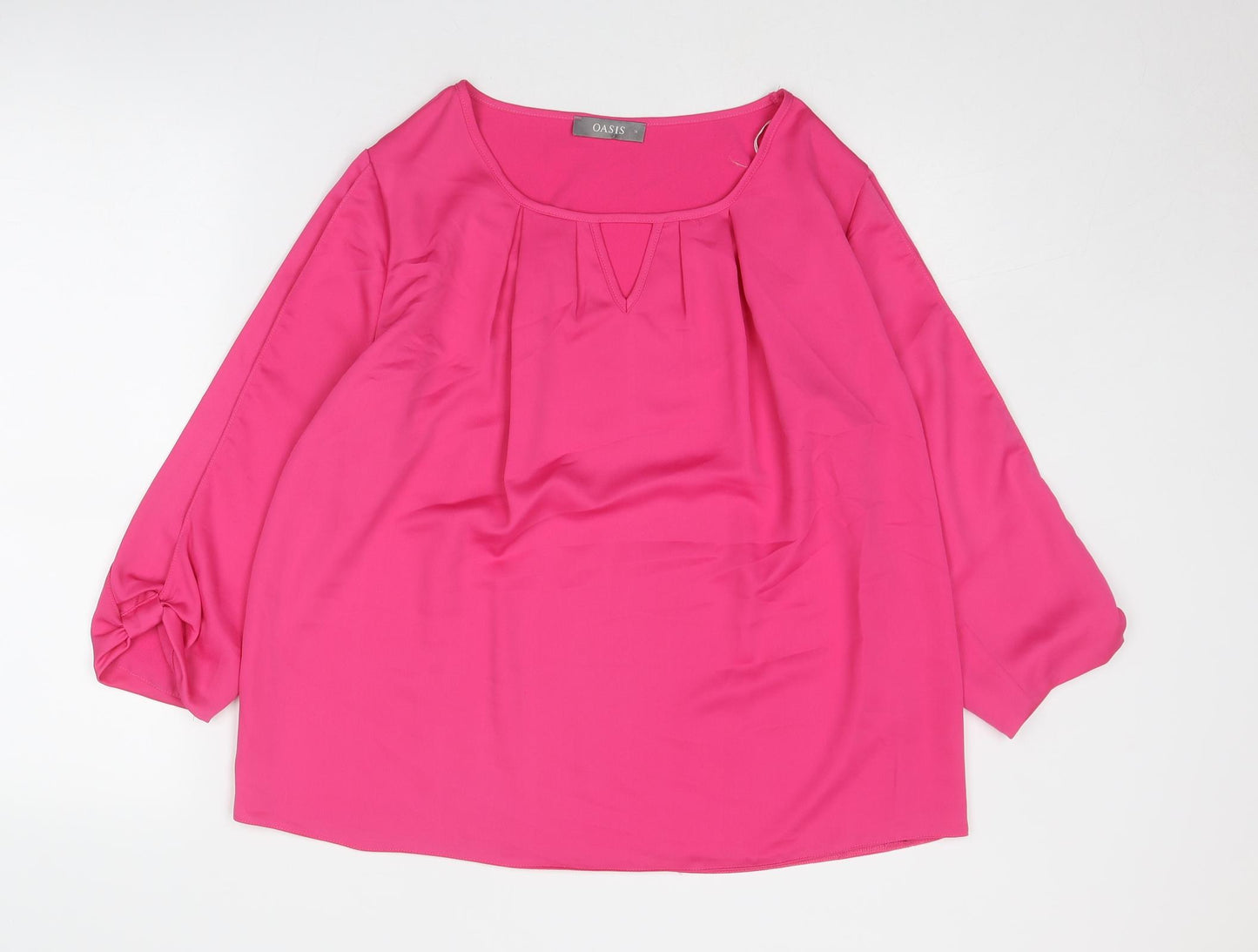 Oasis Womens Pink Polyester Basic Blouse Size 14 Boat Neck
