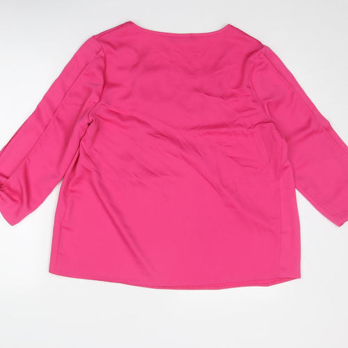 Oasis Womens Pink Polyester Basic Blouse Size 14 Boat Neck