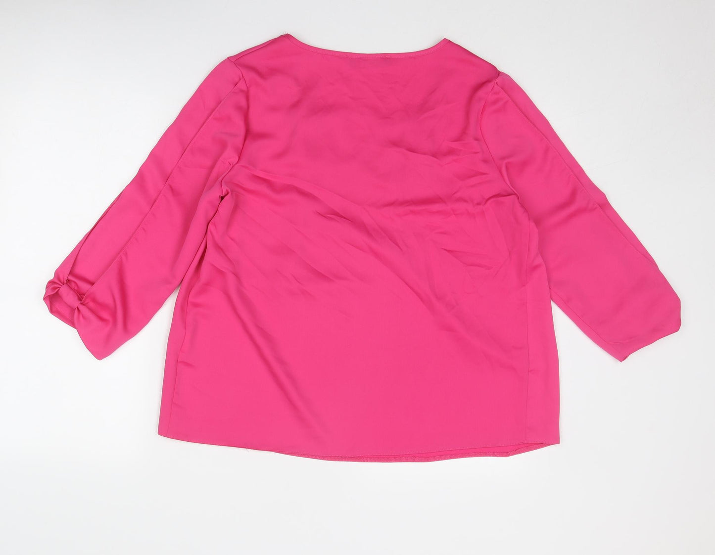 Oasis Womens Pink Polyester Basic Blouse Size 14 Boat Neck