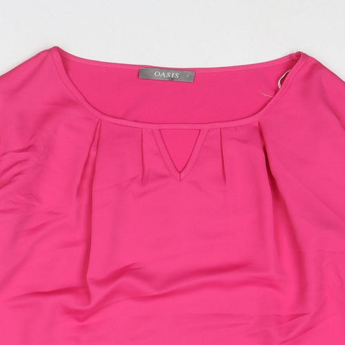 Oasis Womens Pink Polyester Basic Blouse Size 14 Boat Neck