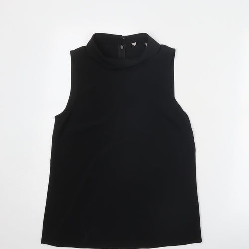 H&M Womens Black Polyester Basic Blouse Size 8 Mock Neck