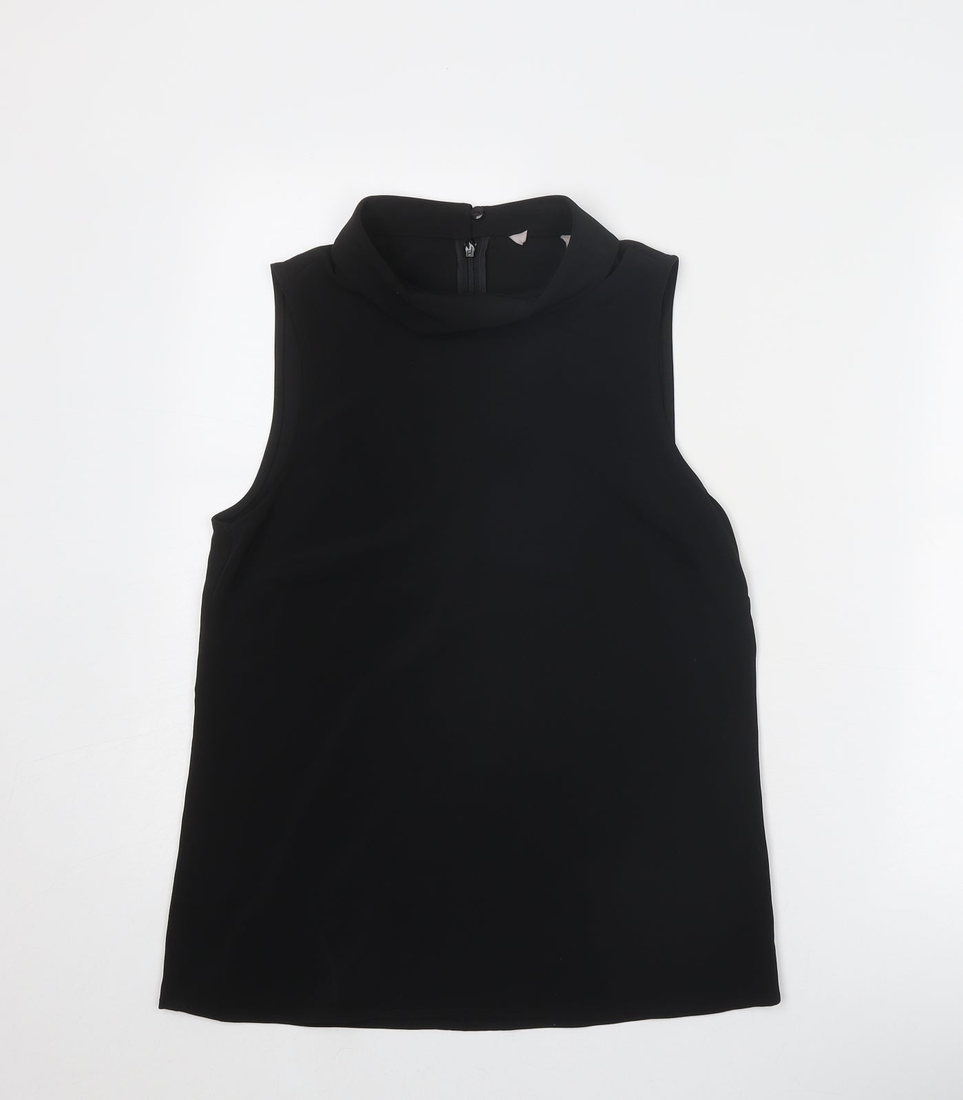 H&M Womens Black Polyester Basic Blouse Size 8 Mock Neck
