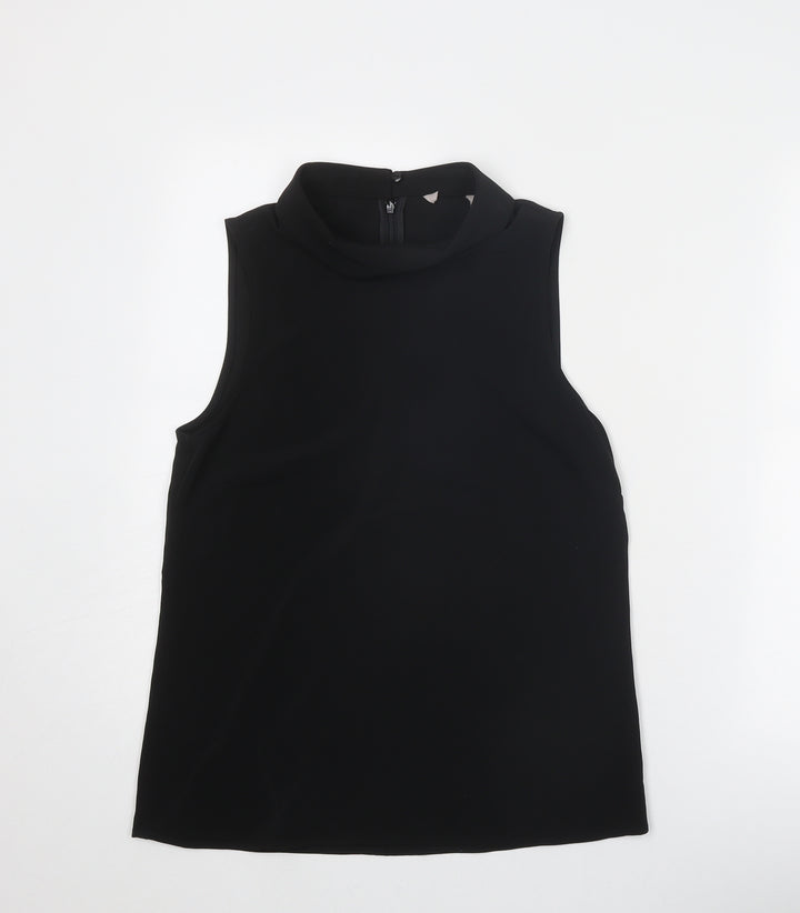 H&M Womens Black Polyester Basic Blouse Size 8 Mock Neck