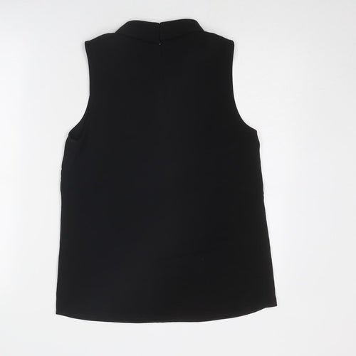 H&M Womens Black Polyester Basic Blouse Size 8 Mock Neck