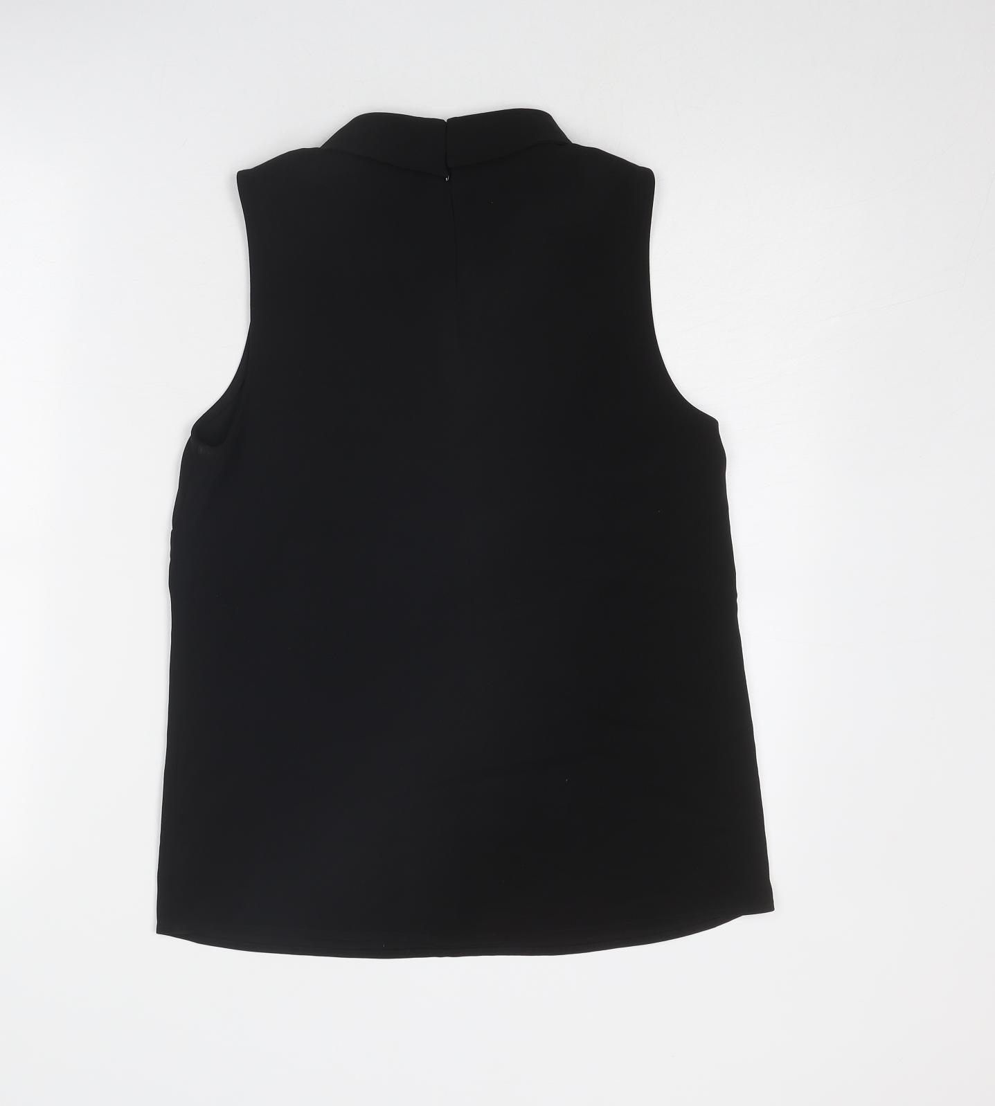 H&M Womens Black Polyester Basic Blouse Size 8 Mock Neck