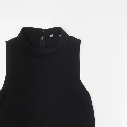 H&M Womens Black Polyester Basic Blouse Size 8 Mock Neck