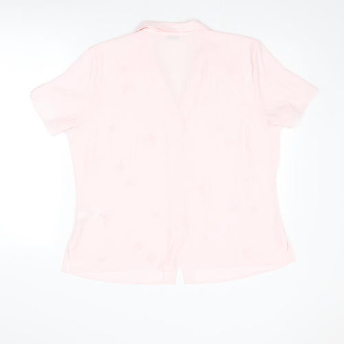 St Michael Womens Pink Floral Polyester Basic Button-Up Size 18 Collared