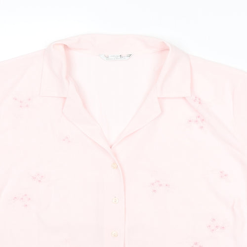 St Michael Womens Pink Floral Polyester Basic Button-Up Size 18 Collared