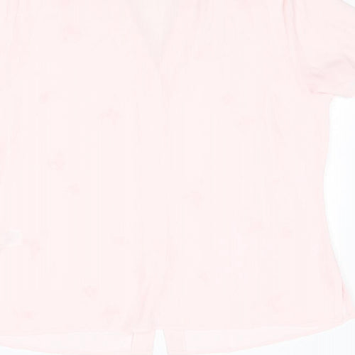 St Michael Womens Pink Floral Polyester Basic Button-Up Size 18 Collared