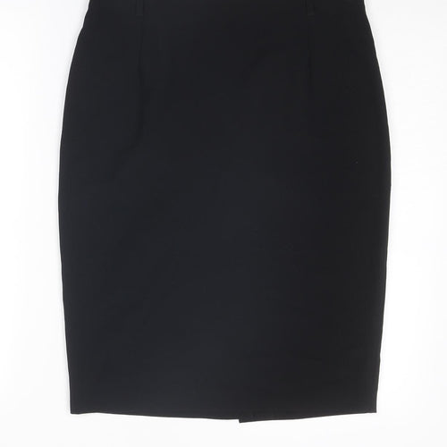 Marks and Spencer Womens Black Polyester Straight & Pencil Skirt Size 10 Zip