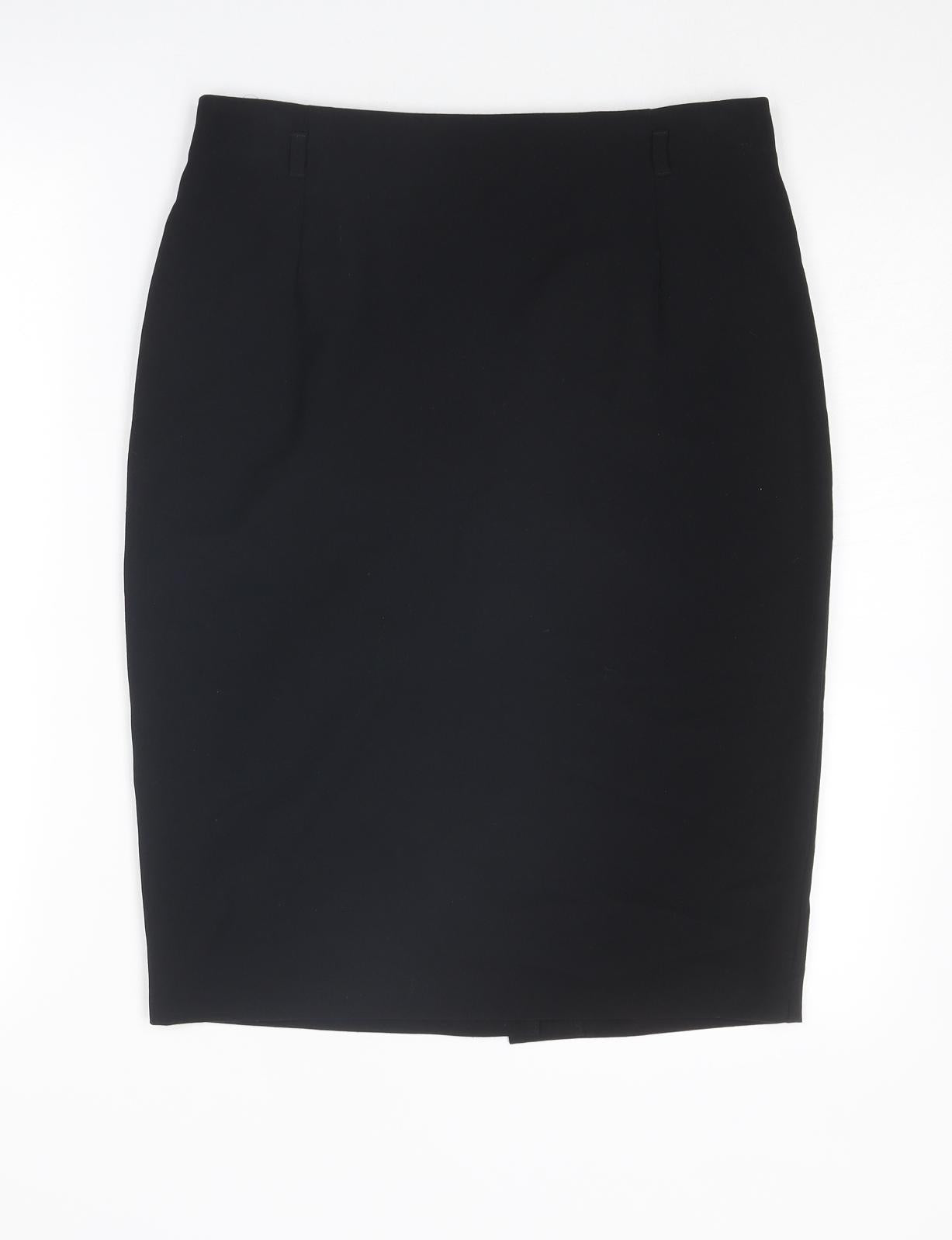 Marks and Spencer Womens Black Polyester Straight & Pencil Skirt Size 10 Zip