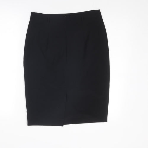 Marks and Spencer Womens Black Polyester Straight & Pencil Skirt Size 10 Zip