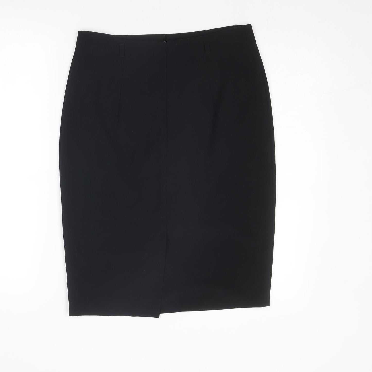 Marks and Spencer Womens Black Polyester Straight & Pencil Skirt Size 10 Zip