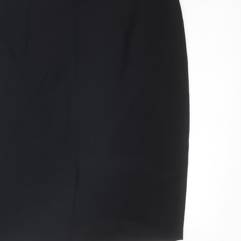 Marks and Spencer Womens Black Polyester Straight & Pencil Skirt Size 10 Zip
