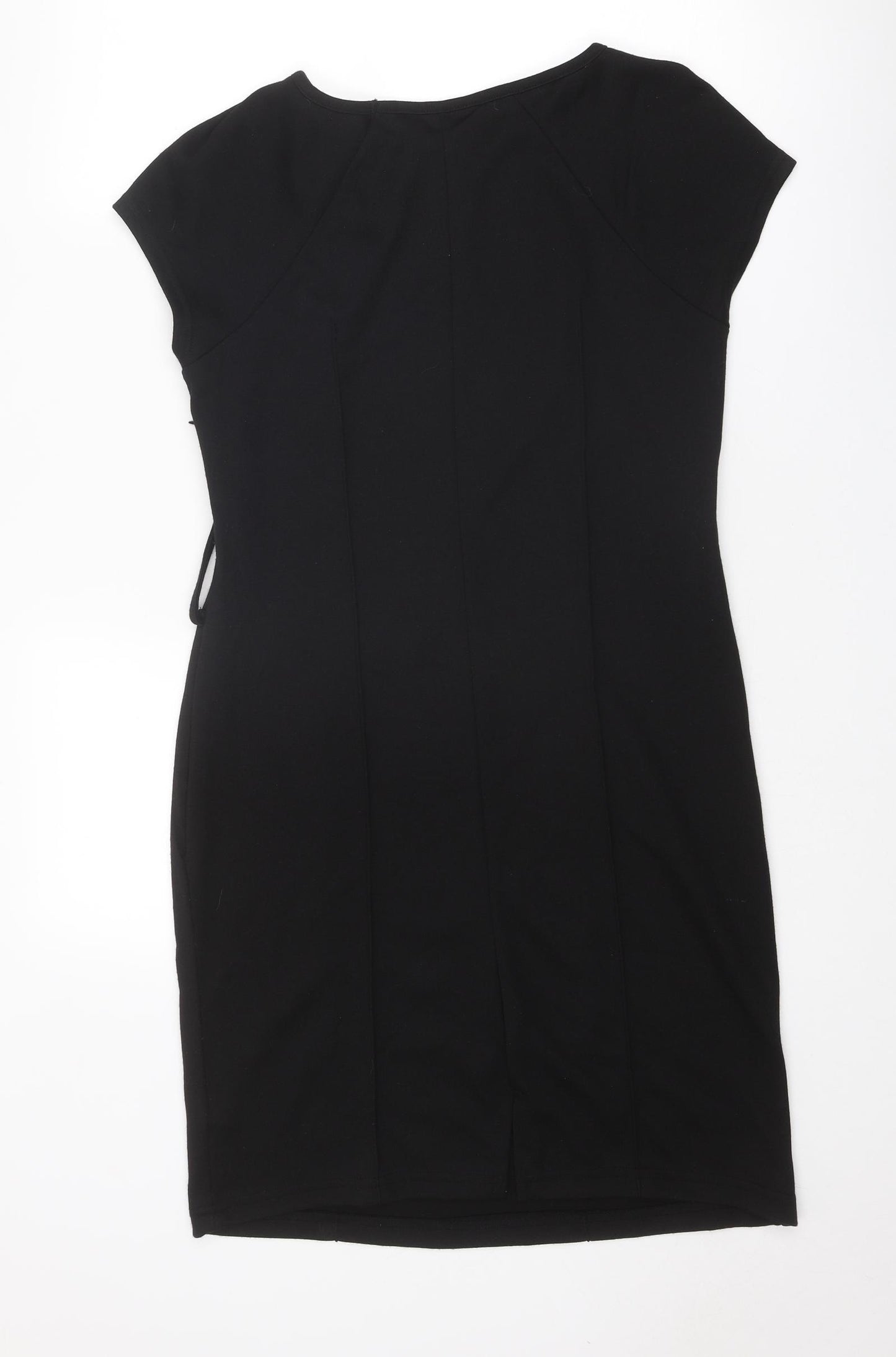 Debenhams Womens Black Polyester Pencil Dress Size 14 Boat Neck Zip