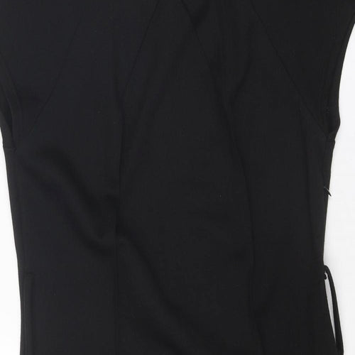 Debenhams Womens Black Polyester Pencil Dress Size 14 Boat Neck Zip