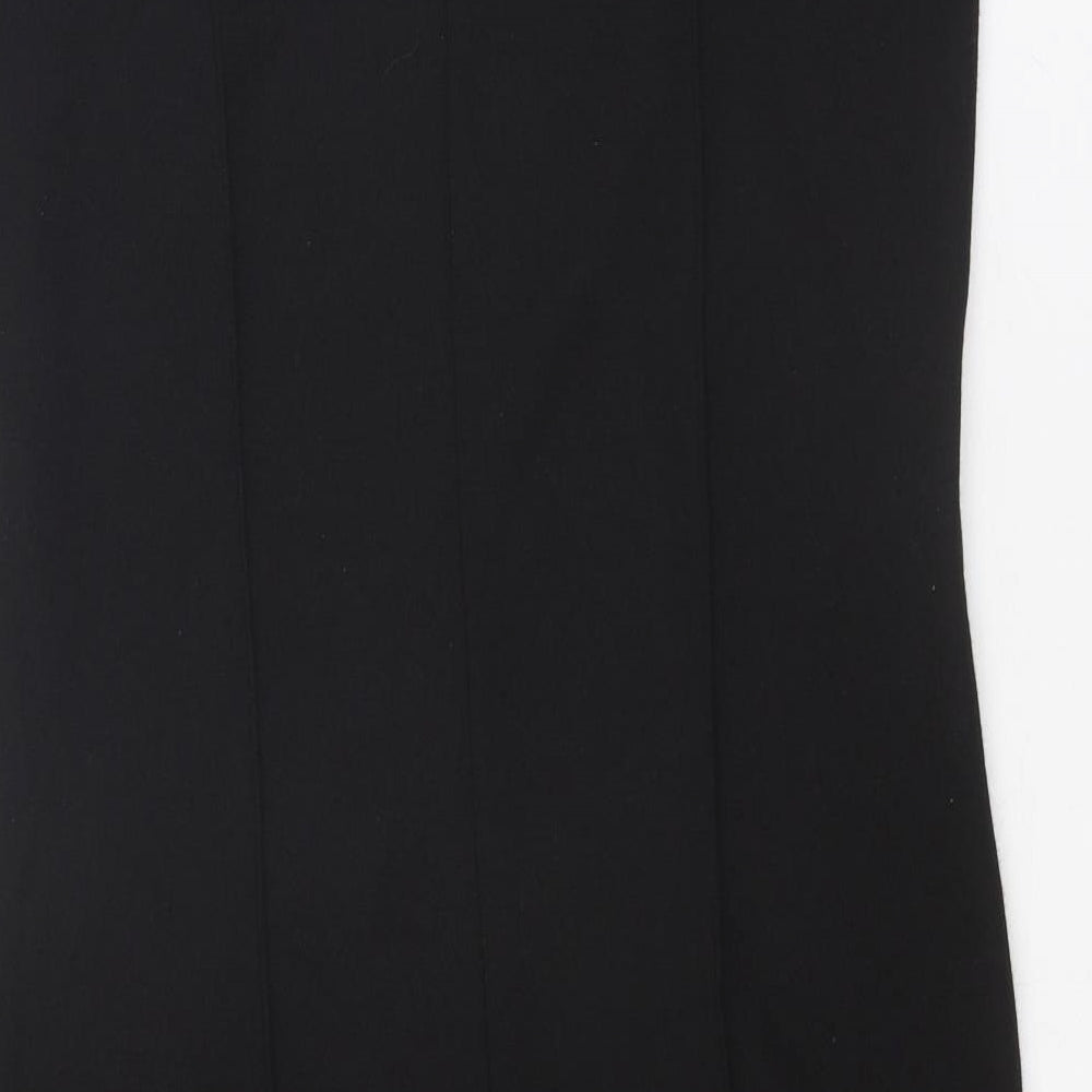 Debenhams Womens Black Polyester Pencil Dress Size 14 Boat Neck Zip