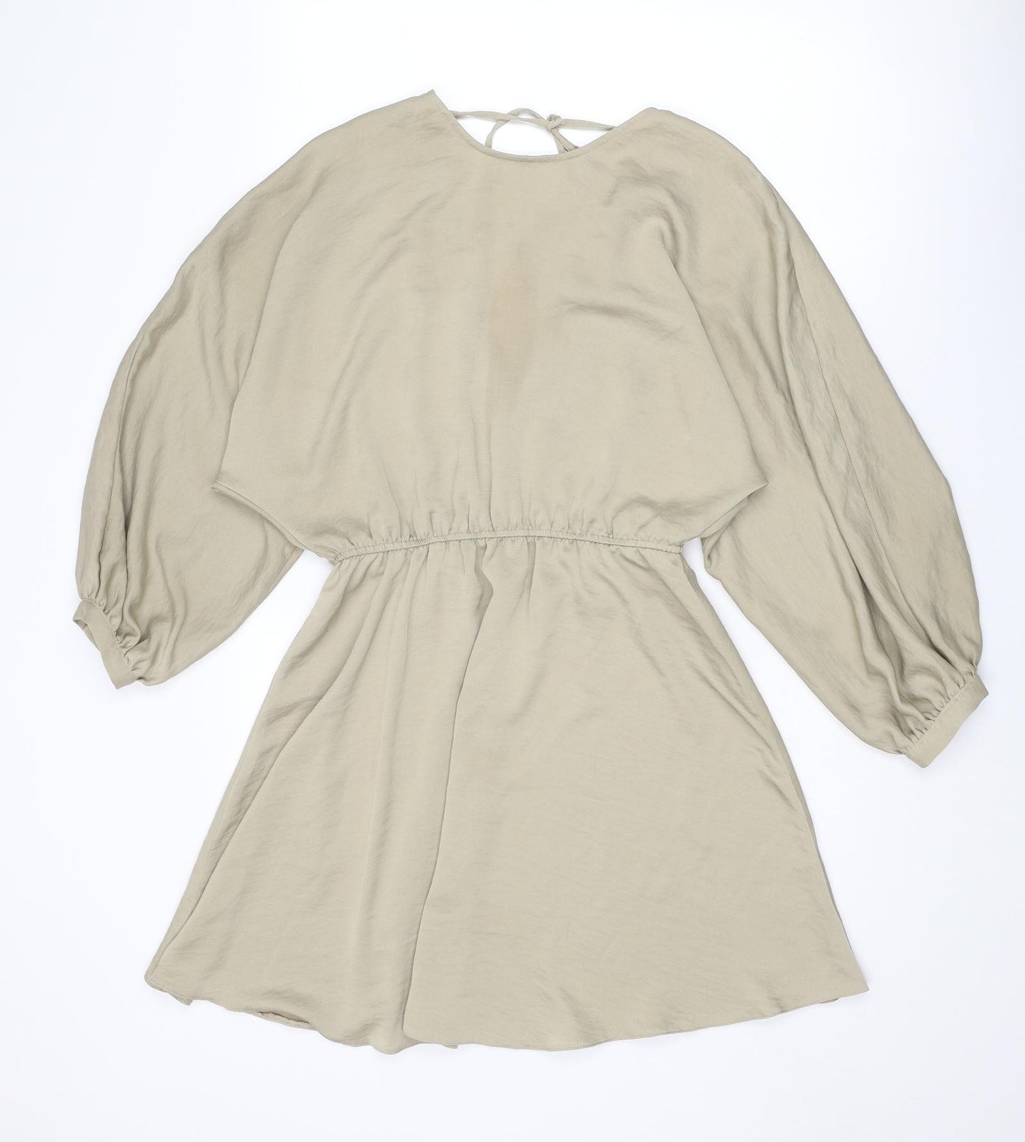 River Island Womens Beige Polyester Fit & Flare Size 10 Round Neck Tie