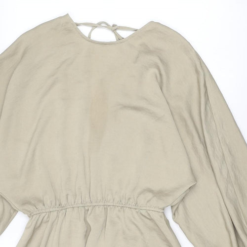 River Island Womens Beige Polyester Fit & Flare Size 10 Round Neck Tie