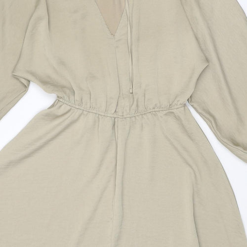 River Island Womens Beige Polyester Fit & Flare Size 10 Round Neck Tie