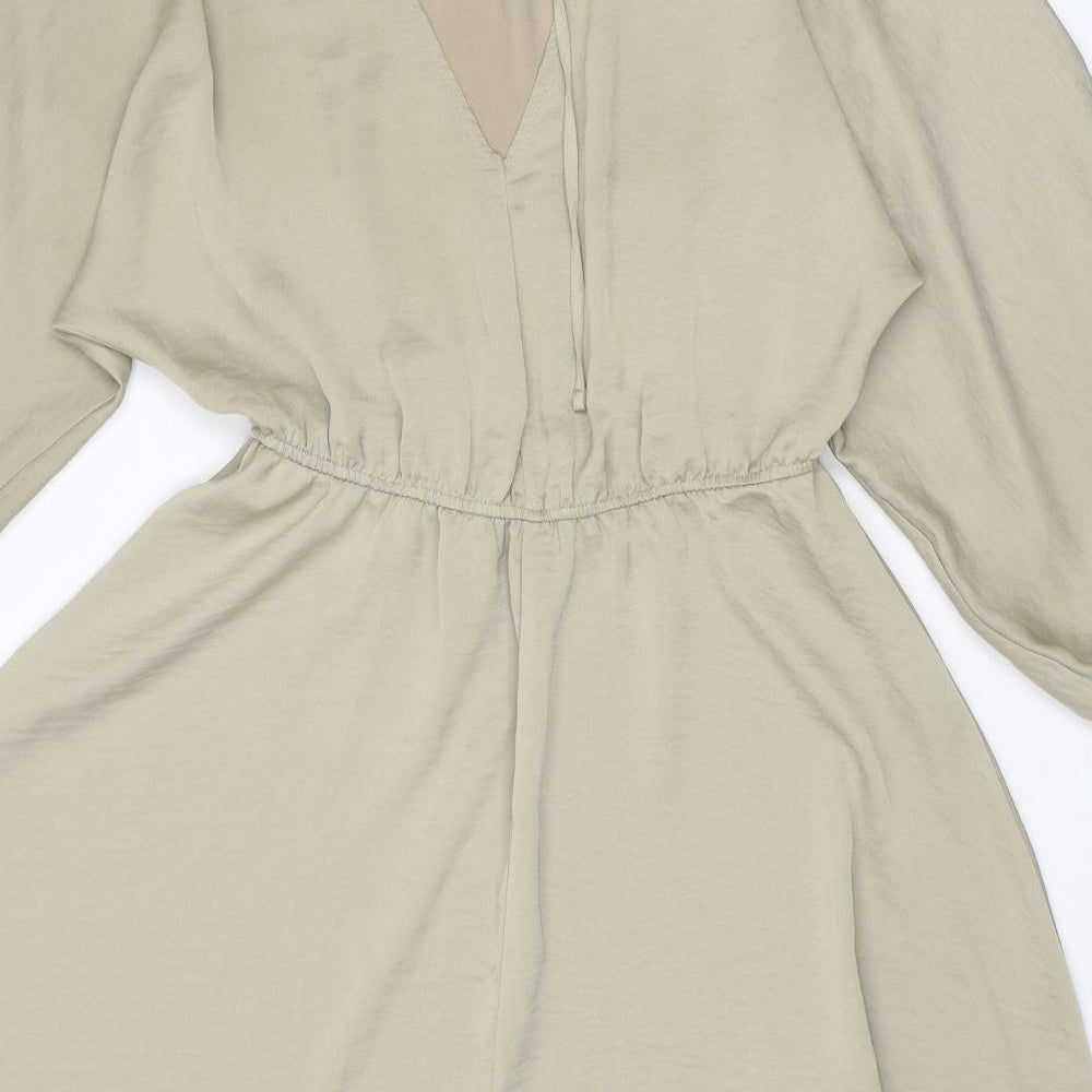 River Island Womens Beige Polyester Fit & Flare Size 10 Round Neck Tie