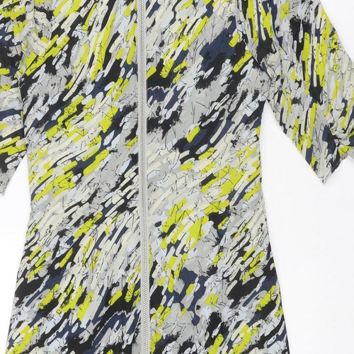 Whistles Womens Multicoloured Geometric Silk Shift Size 12 Round Neck Zip