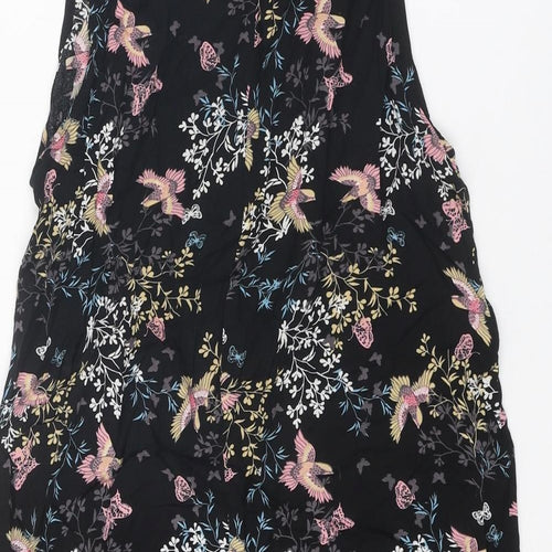 Izabel London Womens Multicoloured Geometric Viscose Shift Size 14 Round Neck Button - Bird Butterfly Pattern