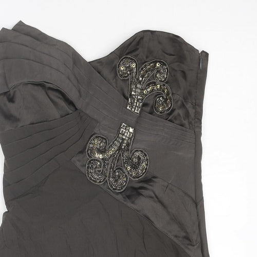 Karen Millen Womens Brown Silk Basic Blouse Size 12 Off the Shoulder
