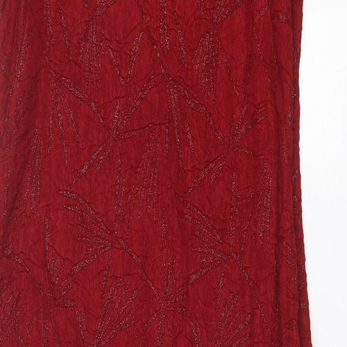 Shiraz Womens Red Geometric Viscose A-Line Size 10 V-Neck Pullover